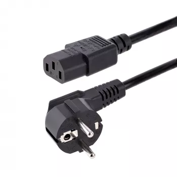 StarTech.com 1m (3 pēdu) datora strāvas vads, 18AWG, ES Schuko uz C13 strāvas vads, 250V 10A, melns maiņas maiņstrāvas vads, televizora/monitora strāvas kabelis, Schuko CEE 7/7 uz IEC 60320 C13 strāvas vads - datora barošanas bloka strāvas kabelis