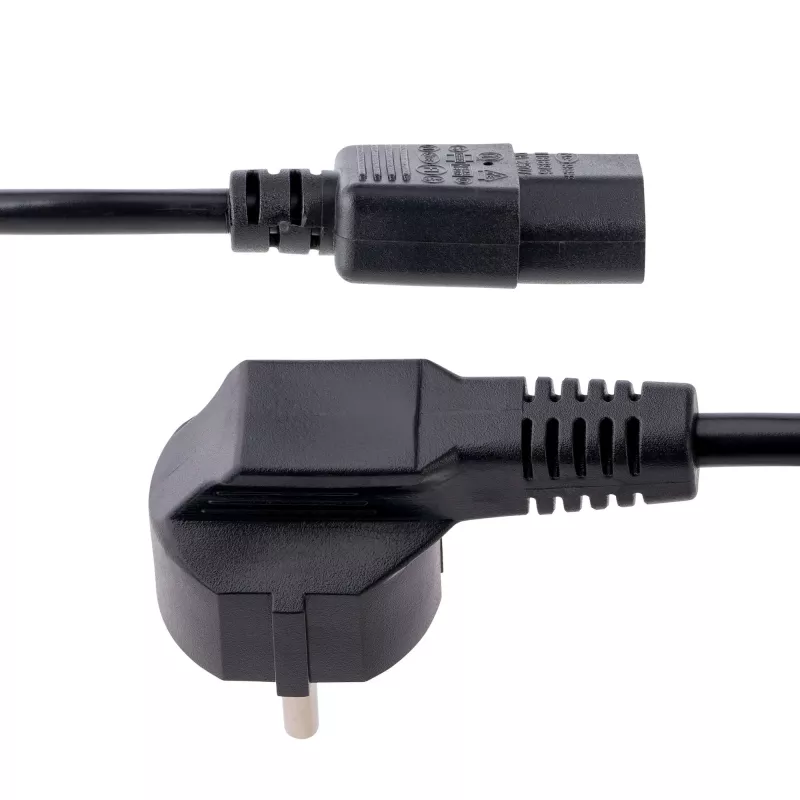 StarTech.com 1m (3 pēdu) datora strāvas vads, 18AWG, ES Schuko uz C13 strāvas vads, 250V 10A, melns maiņas maiņstrāvas vads, televizora/monitora strāvas kabelis, Schuko CEE 7/7 uz IEC 60320 C13 strāvas vads - datora barošanas bloka strāvas kabelis