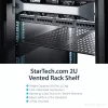 StarTech.com 2U serveru plaukta plaukts - Universāla ventilējama statīva montāžas konsole 19 collu tīkla aprīkojuma statīvam un skapim - Lieljaudas tērauds – Kravnesība 50 mārciņas/23 kg - 22 collu dziļš plaukts, melns