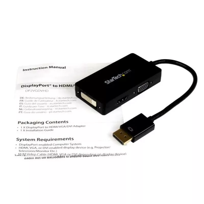 StarTech.com Travel A/V adapteris: 3-vienā DisplayPort uz VGA, DVI vai HDMI pārveidotājs