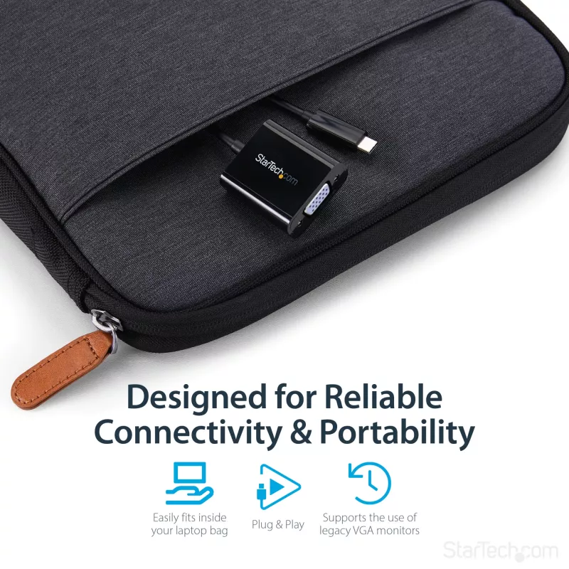 StarTech.com USB-C uz VGA adapteris - melns - 1080p - video pārveidotājs jūsu MacBook Pro - USB C uz VGA displeja pārveidotājs - uzlabotā versija CDP2VGAEC