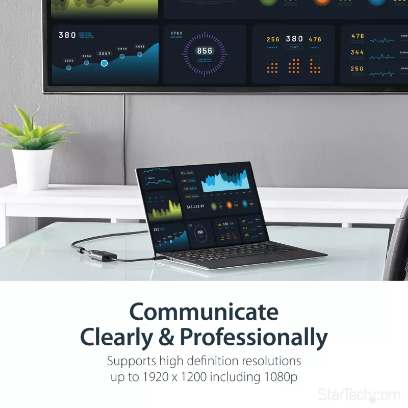 StarTech.com USB-C uz VGA adapteris - melns - 1080p - video pārveidotājs jūsu MacBook Pro - USB C uz VGA displeja pārveidotājs - uzlabotā versija CDP2VGAEC