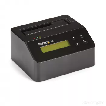 StarTech.com viena nodalījuma cieto disku dzēsējs, atsevišķs HDD/SSD sanitizators, USB 3.0 uz SATA II (3 Gbps), 9 dzēšanas režīmi, LCD displejs, drošas dzēšanas cieto disku sanitizācijas doks, DB-9 printera ports, TAA atbilstīgs