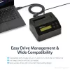 StarTech.com viena nodalījuma cieto disku dzēsējs, atsevišķs HDD/SSD sanitizators, USB 3.0 uz SATA II (3 Gbps), 9 dzēšanas režīmi, LCD displejs, drošas dzēšanas cieto disku sanitizācijas doks, DB-9 printera ports, TAA atbilstīgs