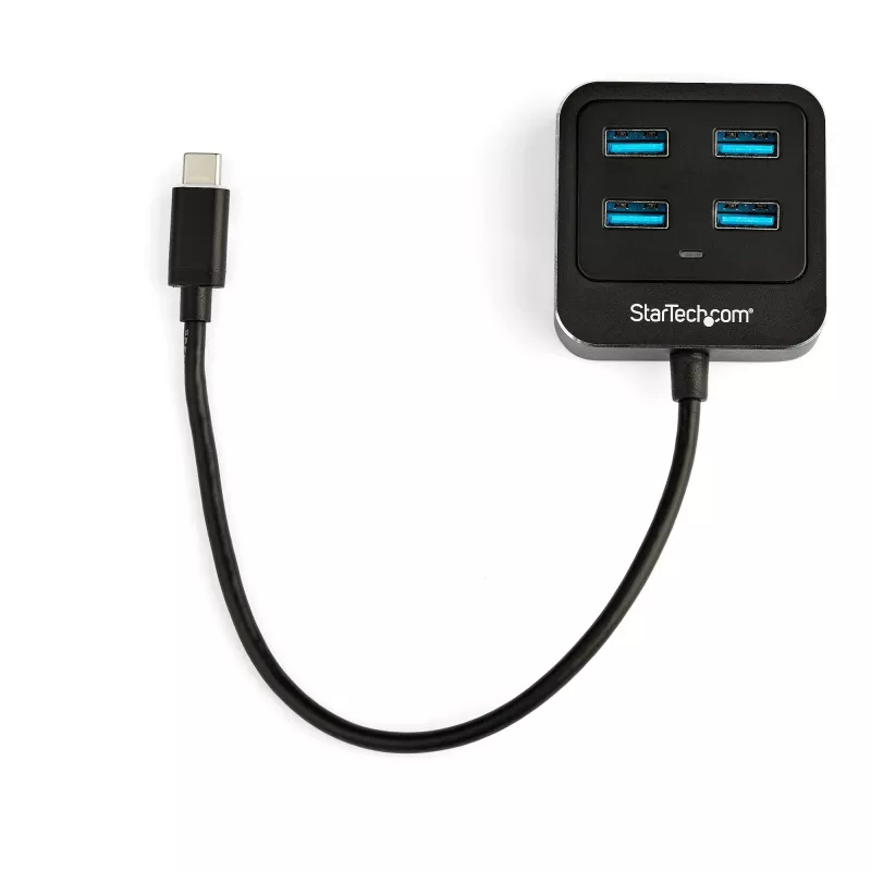 StarTech.com 4 portu USB C centrmezgls – USB-C uz 4x USB-A portiem – SuperSpeed 10 Gbps USB 3.2 Gen 2 Type-C centrmezgls – barošana no USB kopnes – pārnēsājams/kompakts USB-C uz USB adapteru centrmezgls klēpjdatoriem – alumīnijs