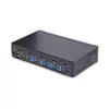 StarTech.com 4 portu DisplayPort KVM slēdzis, 8K 60Hz / 4K 144Hz, viens displejs, DP 1.4, 2x USB 3.0 pieslēgvietas, 4x USB 2.0 HID pieslēgvietas, pārslēgšana ar pogu un karstajiem taustiņiem, TAA atbilstīgs – neatkarīgs no OS, metāla korpuss