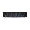 StarTech.com 4 portu DisplayPort KVM slēdzis, 8K 60Hz / 4K 144Hz, viens displejs, DP 1.4, 2x USB 3.0 pieslēgvietas, 4x USB 2.0 HID pieslēgvietas, pārslēgšana ar pogu un karstajiem taustiņiem, TAA atbilstīgs – neatkarīgs no OS, metāla korpuss