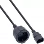 InLine strāvas kabelis, C14 uz Schutzkontakt ligzda, melns, 0,5 m