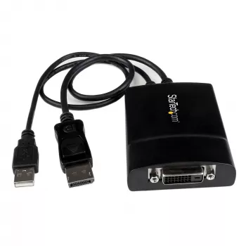 StarTech.com DisplayPort uz DVI Dual Link aktīvais adapteris - DisplayPort uz DVI-D adaptera video pārveidotājs 2560x1600 60Hz - DP 1.2 uz DVI monitoru - ar USB barošanu - ar fiksējošu DP savienotāju