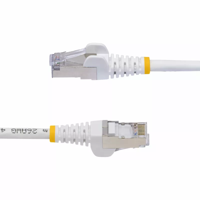StarTech.com 50 cm balts CAT8 Ethernet kabelis, bez aizķeršanās RJ45, 25G/40G, 2000 MHz, 100 W PoE++, S/FTP, 26AWG tīra vara stieple, LSZH, ekranēts tīkla ielāpu vads ar stiepes mazināšanu, individuāli testēts