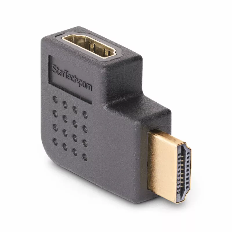 StarTech.com Leņķa HDMI 2.0 adapteris, vīrišķais uz sievišķo, horizontāls 90 grādu leņķa HDMI pieslēgvietas aizsargs, 4K 60Hz, ātrdarbīgs HDMI savienotāja pagarinātājs, V/S