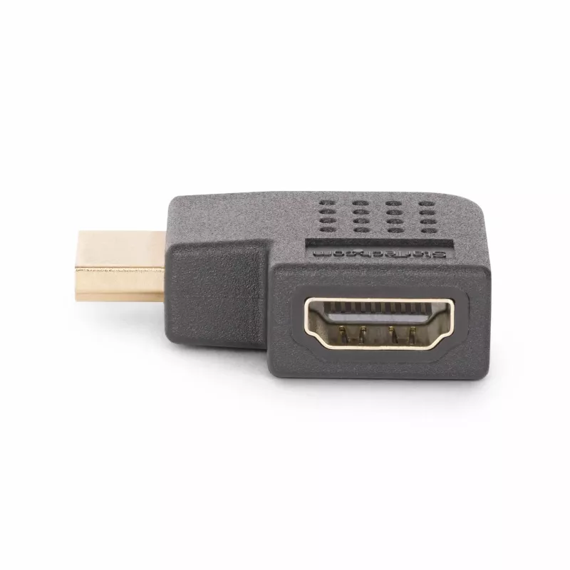 StarTech.com Leņķa HDMI 2.0 adapteris, vīrišķais uz sievišķo, horizontāls 90 grādu leņķa HDMI pieslēgvietas aizsargs, 4K 60Hz, ātrdarbīgs HDMI savienotāja pagarinātājs, V/S