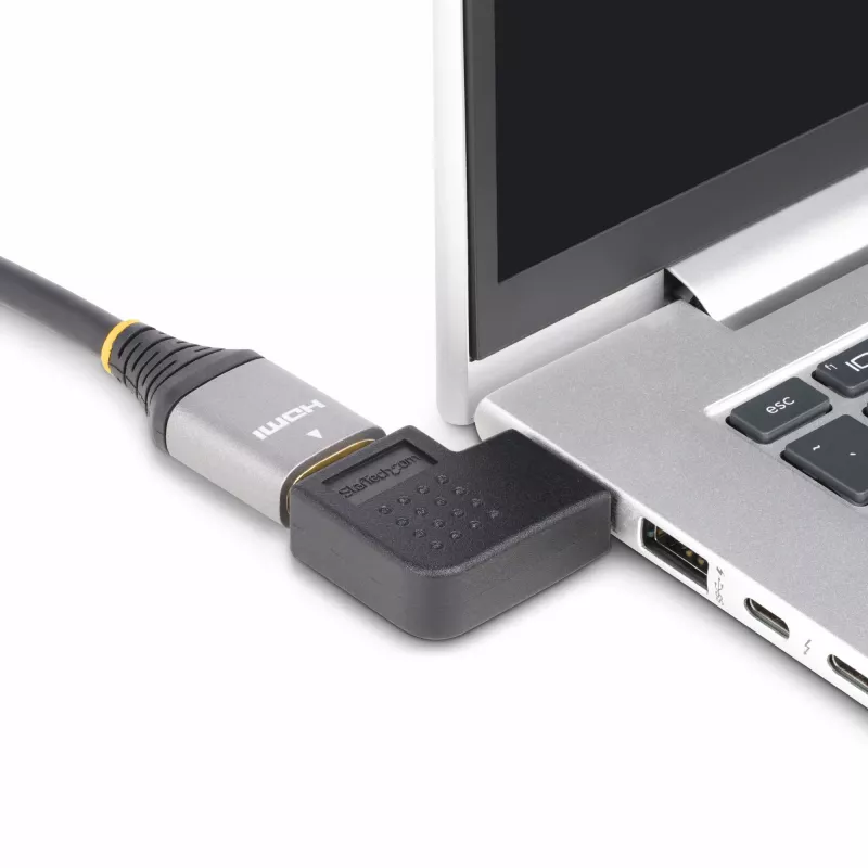 StarTech.com Leņķa HDMI 2.0 adapteris, vīrišķais uz sievišķo, horizontāls 90 grādu leņķa HDMI pieslēgvietas aizsargs, 4K 60Hz, ātrdarbīgs HDMI savienotāja pagarinātājs, V/S