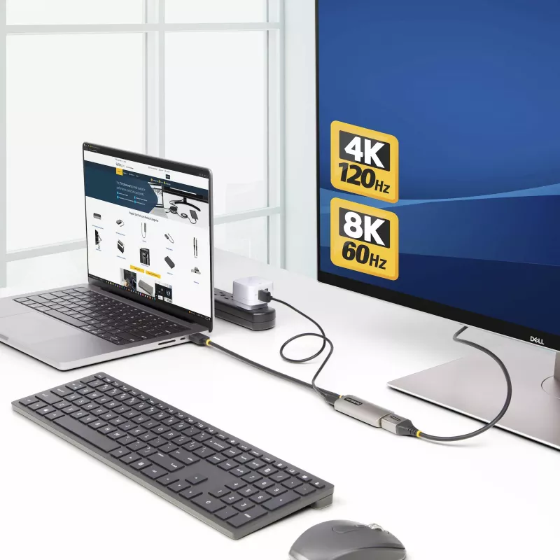 StarTech.com 1 pēda (30 cm) HDMI uz DisplayPort adaptera kabelis, 8K 60 Hz, aktīvs HDMI 2.1 uz DP 1.4 video pārveidotājs, USB kopnes barošana ar iekļauto kabeli