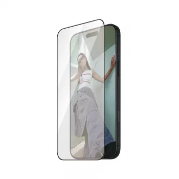 PanzerGlass SAFE. by ® ekrāna aizsargs ar melnu rāmi iPhone 16 Pro | Īpaši plata piegulšanās
