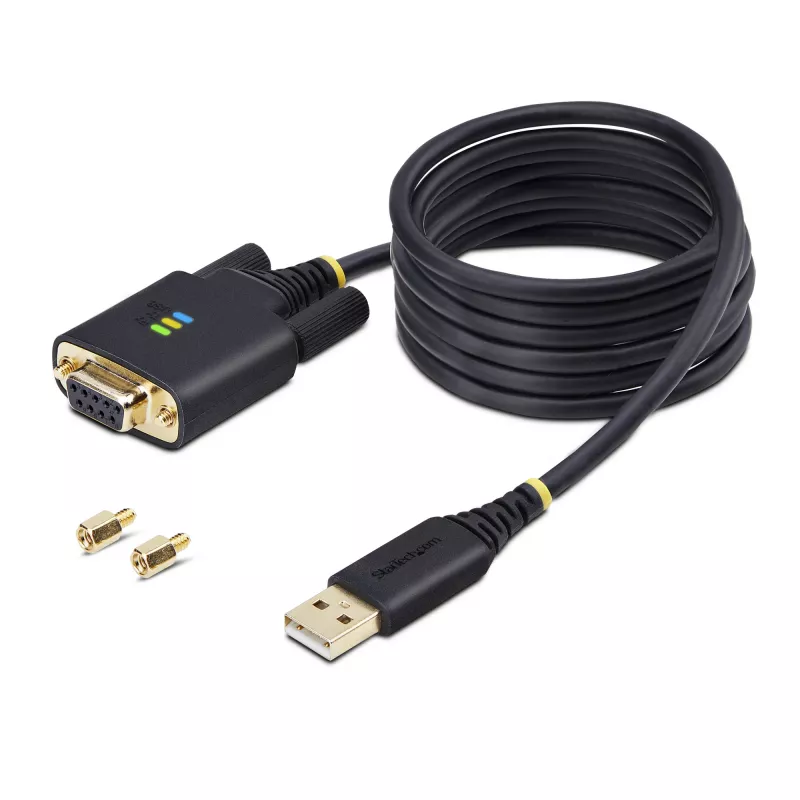 StarTech.com 6.6ft (2m) USB uz Null Modem seriālo adaptera kabeli, COM saglabāšana, FTDI, USB-A uz DB9 RS232, maināmas DB9 skrūves/uzgriežņi, Windows/macOS/Linux