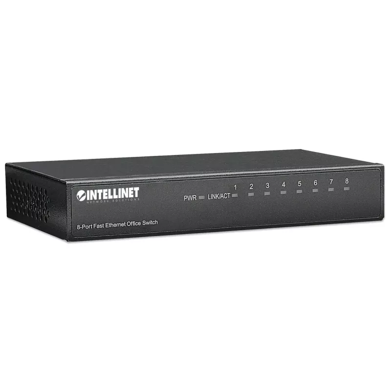 Intellinet 8 portu Fast Ethernet biroja slēdzis, galda izmērs, metāls, IEEE 802.3az (energoefektīvs Ethernet), kaste