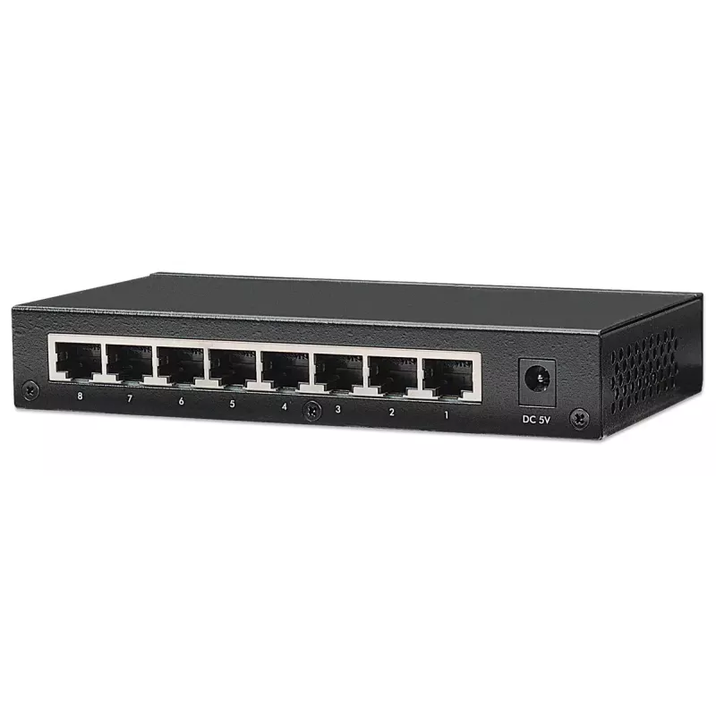 Intellinet 8 portu Fast Ethernet biroja slēdzis, galda izmērs, metāls, IEEE 802.3az (energoefektīvs Ethernet), kaste
