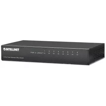 Intellinet 8 portu Fast Ethernet biroja slēdzis, galda izmērs, metāls, IEEE 802.3az (energoefektīvs Ethernet), kaste