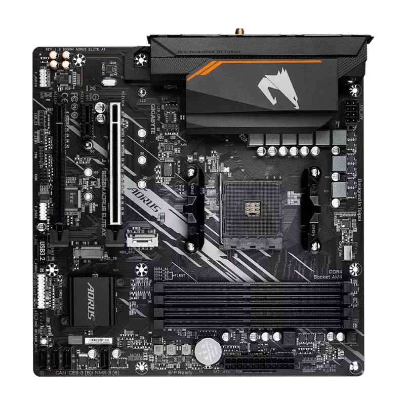 Mātesplate GIGABYTE B550M AORUS ELITE AX, AMD B550, Socket AM4, Micro ATX