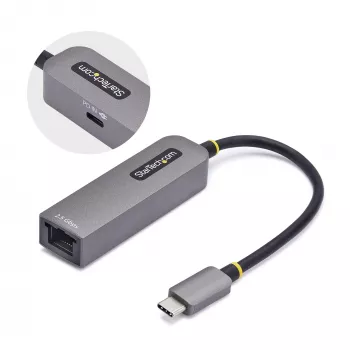 StarTech.com 2.5GbE USB-C uz Ethernet adapteris, 100 W PD caurlaide, NBASE-T NIC, USB 3.0 Type-C 2.5/1G vairāku ātrumu tīkls, saderīgs ar Thunderbolt, Windows un Mac
