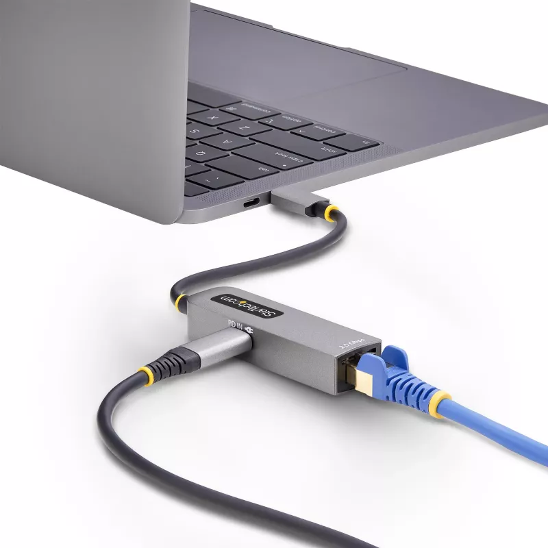 StarTech.com 2.5GbE USB-C uz Ethernet adapteris, 100 W PD caurlaide, NBASE-T NIC, USB 3.0 Type-C 2.5/1G vairāku ātrumu tīkls, saderīgs ar Thunderbolt, Windows un Mac
