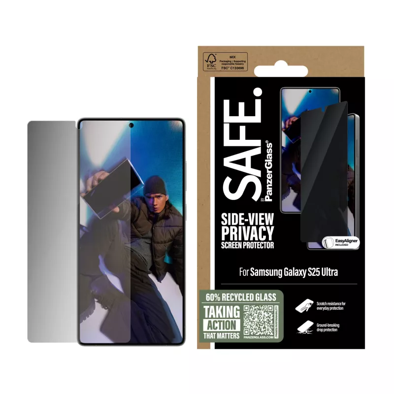 PanzerGlass SAFE. by ® Privātuma ekrāna aizsargs Samsung Galaxy S25 Ultra | Īpaši plata piegulšana ar EasyAligner