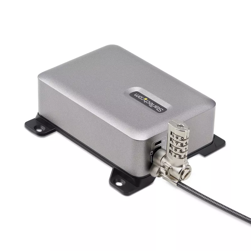 StarTech.com 4 portu vairāku ierīču USB-C lādētājs, 240 W kopējā jauda, viens ports 140 W EPR, PD 3.1, pieskrūvējamie porti, konferenču telpām, iekavās iekļauts stiprinājums virsmas montāžai