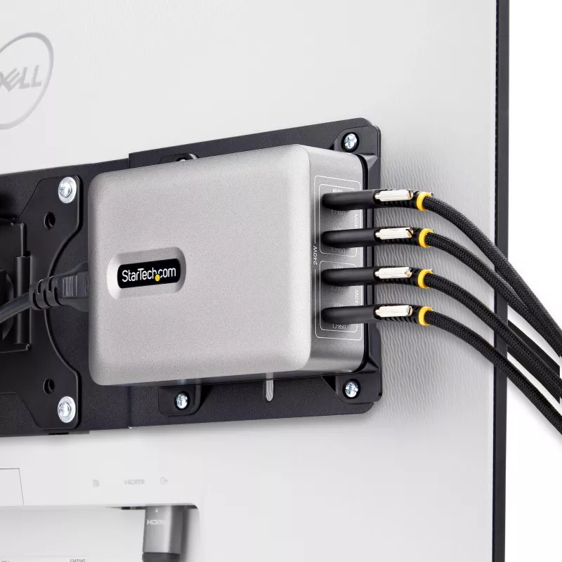 StarTech.com 4 portu vairāku ierīču USB-C lādētājs, 240 W kopējā jauda, viens ports 140 W EPR, PD 3.1, pieskrūvējamie porti, konferenču telpām, iekavās iekļauts stiprinājums virsmas montāžai