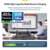 StarTech.com 4 portu vairāku ierīču USB-C lādētājs, 240 W kopējā jauda, viens ports 140 W EPR, PD 3.1, pieskrūvējamie porti, konferenču telpām, iekavās iekļauts stiprinājums virsmas montāžai