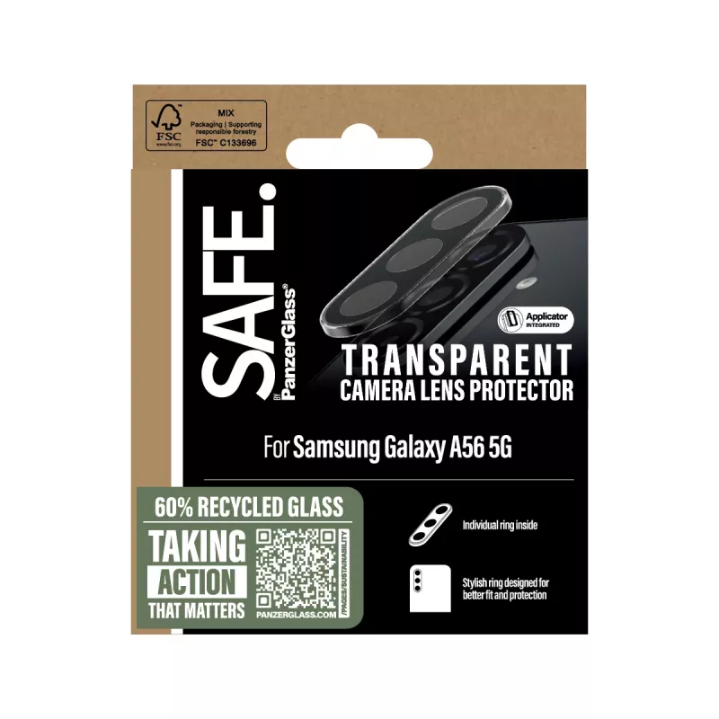 Kameras objektīva aizsargs PanzerGlass Samsung Galaxy A56 5G caurspīdīgs, izturīgs pret skrāpējumiem un triecieniem