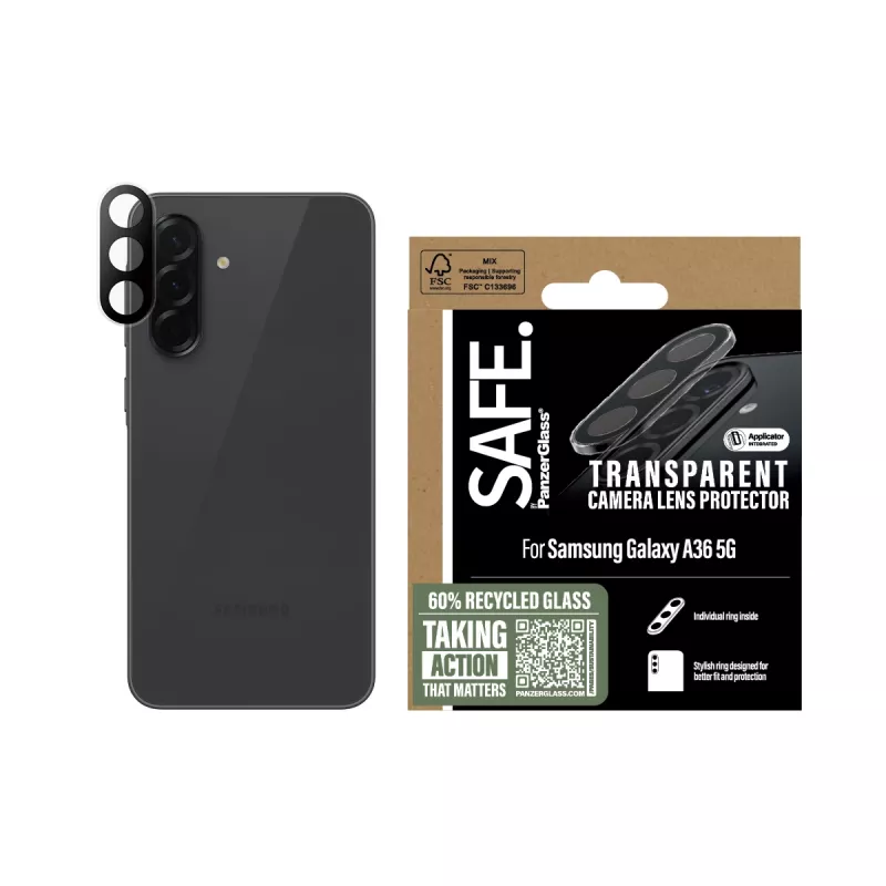 Kameras objektīva aizsargs PanzerGlass Samsung Galaxy A36 5G caurspīdīgs, izturīgs pret skrāpējumiem un triecieniem