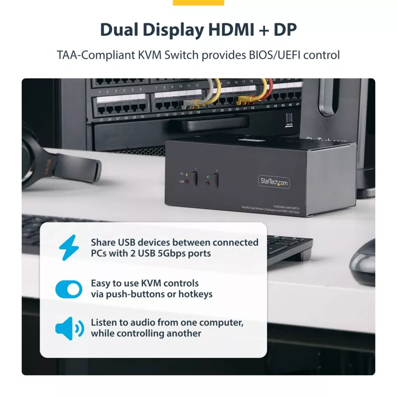 StarTech.com P2ADDH462-KVM-SWITCH KVM slēdzis, melns