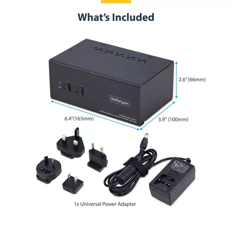 StarTech.com P2ADDH462-KVM-SWITCH KVM slēdzis, melns