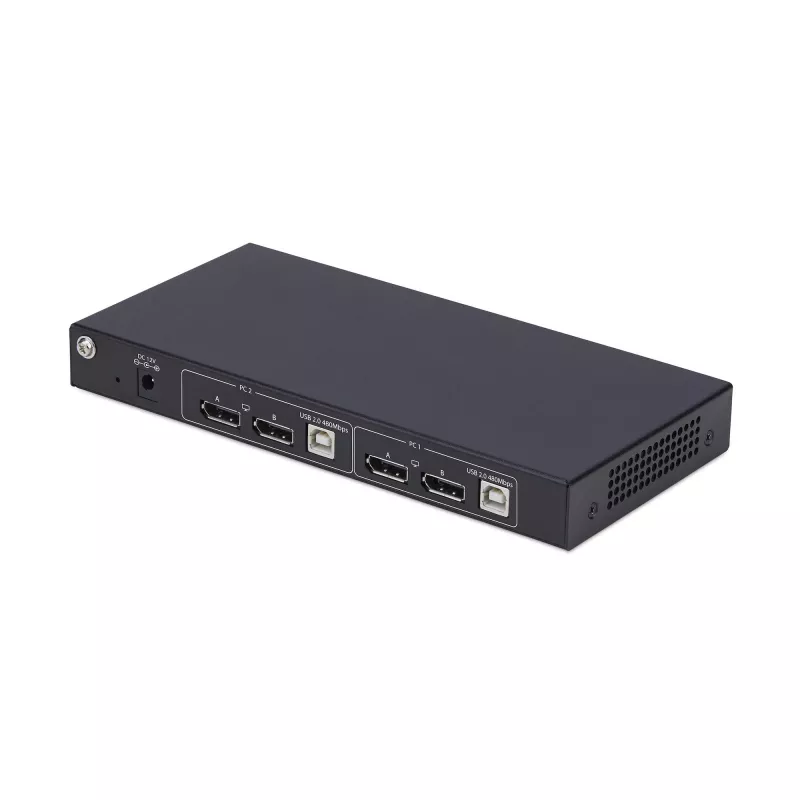 StarTech.com 2 portu divu monitoru DisplayPort KVM slēdzis ar divu skatu video matricu, 4K 60Hz, 4x USB centrmezgla pieslēgvietas, karsto taustiņu pārslēgšanās, DP 1.2 matricas KVM, TAA atbilstošs