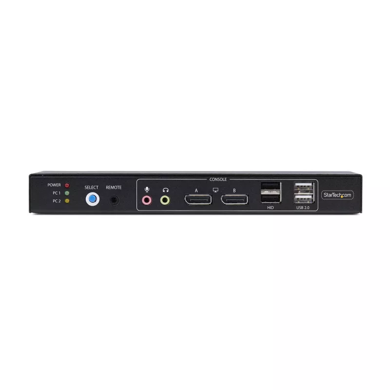 StarTech.com 2 portu divu monitoru DisplayPort KVM slēdzis ar divu skatu video matricu, 4K 60Hz, 4x USB centrmezgla pieslēgvietas, karsto taustiņu pārslēgšanās, DP 1.2 matricas KVM, TAA atbilstošs