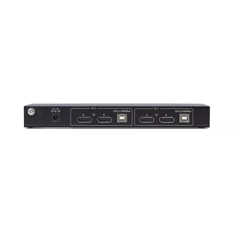 StarTech.com 2 portu divu monitoru DisplayPort KVM slēdzis ar divu skatu video matricu, 4K 60Hz, 4x USB centrmezgla pieslēgvietas, karsto taustiņu pārslēgšanās, DP 1.2 matricas KVM, TAA atbilstošs