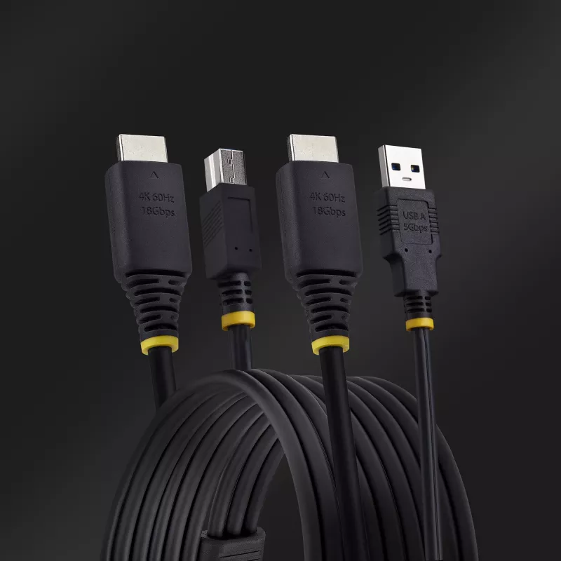 StarTech.com 3 m HDMI un USB 5 Gbps KVM kabelis, 4K 60 Hz, HDMI 2.0 un USB kombinētais kabelis KVM slēdžiem