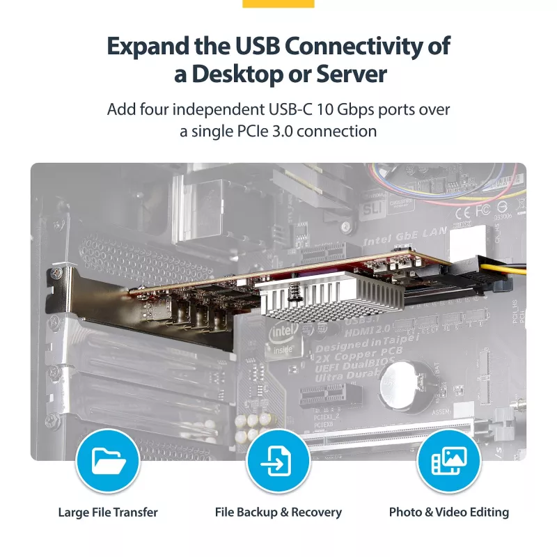 StarTech.com 4 portu USB Type-C PCIe karte, USB 3.2 10Gbps, USB-C PCI Express paplašināšanas karte, 4x neatkarīgi USB kontrolleri, Windows/Linux/macOS, TAA atbilstoša