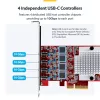 StarTech.com 4 portu USB Type-C PCIe karte, USB 3.2 10Gbps, USB-C PCI Express paplašināšanas karte, 4x neatkarīgi USB kontrolleri, Windows/Linux/macOS, TAA atbilstoša