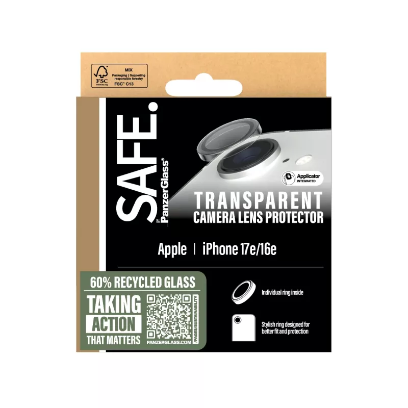 PanzerGlass SAFE. by ® Kameras objektīva aizsargstikls caurspīdīgs iPhone 17e | 16e