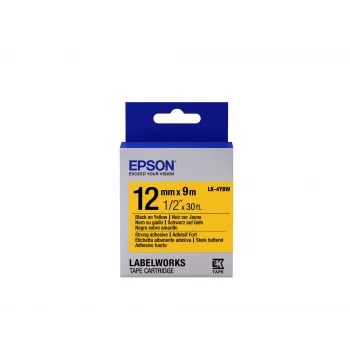 Epson uzlīmju kasetne ar stipru adhēziju LK-4YBW melna/dzeltena 12 mm (9 m)
