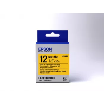 Epson uzlīmju kasetne ar stipru adhēziju LK-4YBW melna/dzeltena 12 mm (9 m)