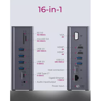 ICY BOX IB-DK2262AC vadu USB 3.2 Gen 1 (3.1 Gen 1) Type-C antracīta
