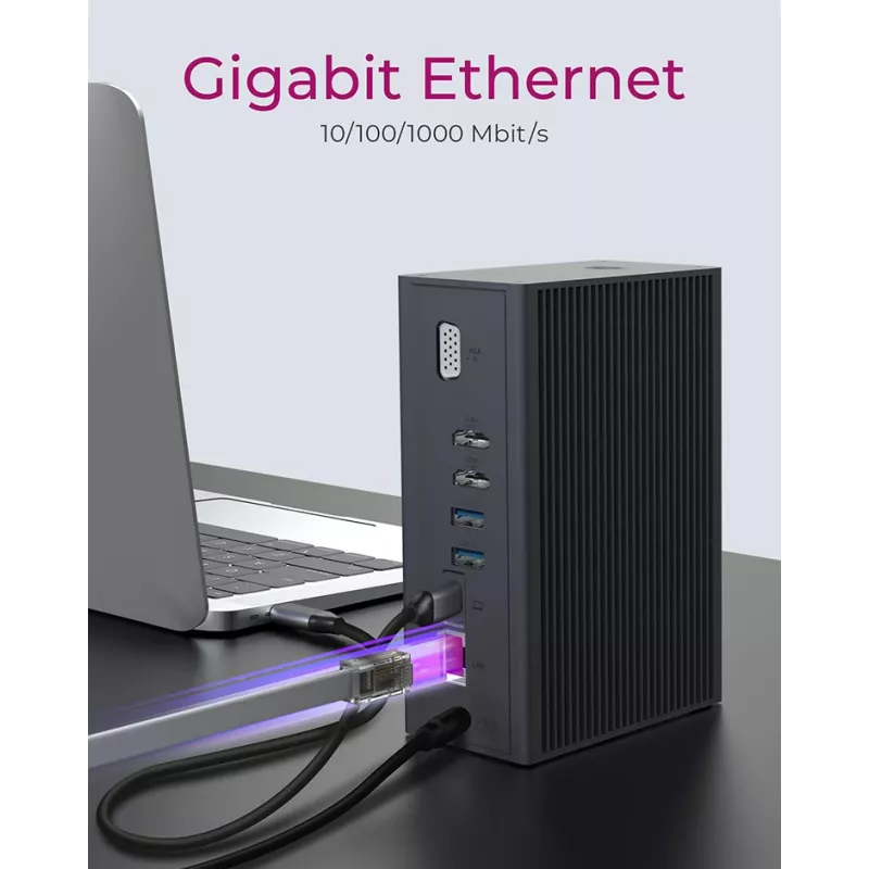 ICY BOX IB-DK2262AC vadu USB 3.2 Gen 1 (3.1 Gen 1) Type-C antracīta