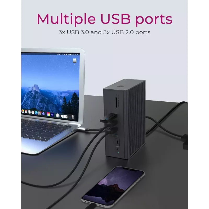ICY BOX IB-DK2262AC vadu USB 3.2 Gen 1 (3.1 Gen 1) Type-C antracīta