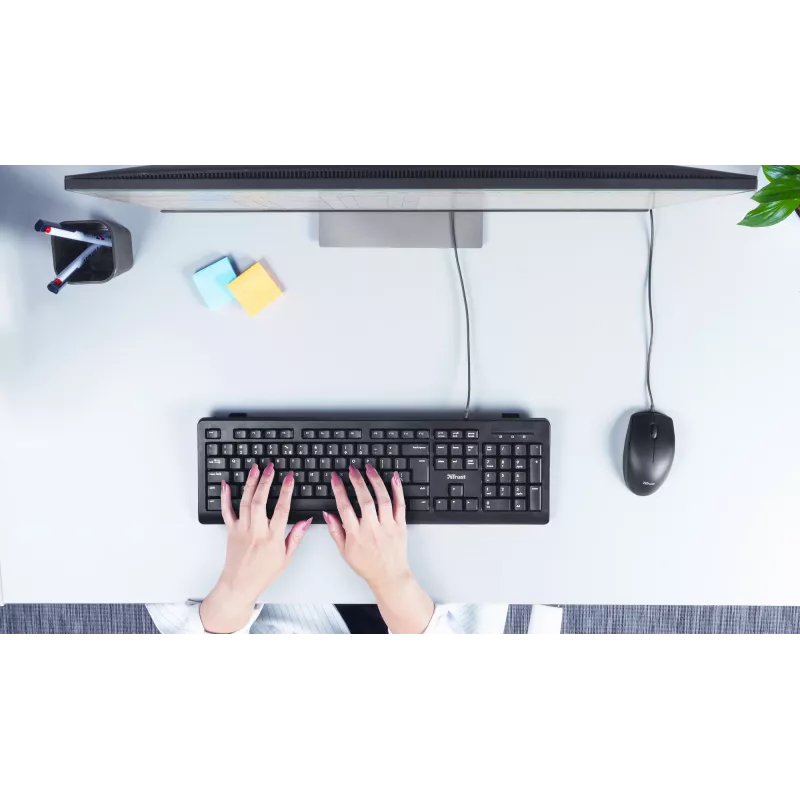 Trust TK-150 tastatūra birojam USB QWERTZ vācu melna