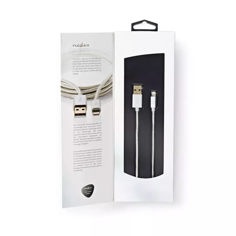 Mobilo tālruņu kabelis Nedis CCTB39300AL10 Alumīnijs 1 m USB A Lightning