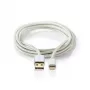 Mobilā tālruņa kabelis Nedis CCTB39300AL30 Alumīnijs 3 m USB A Lightning