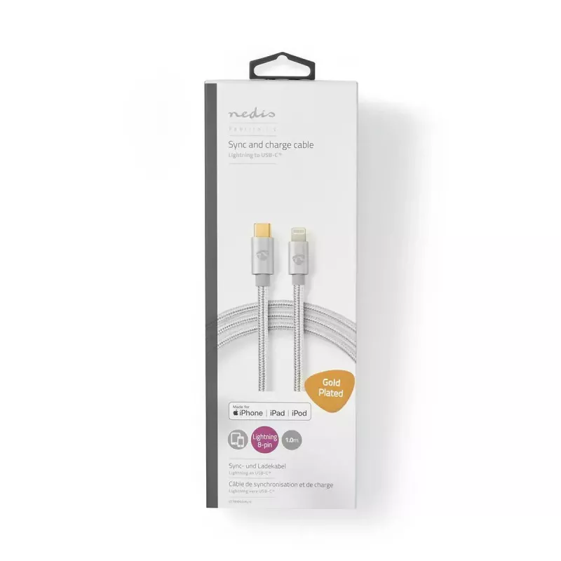 Lightning kabelis Nedis CCTB39650AL20 2m USB C Alumīnijs